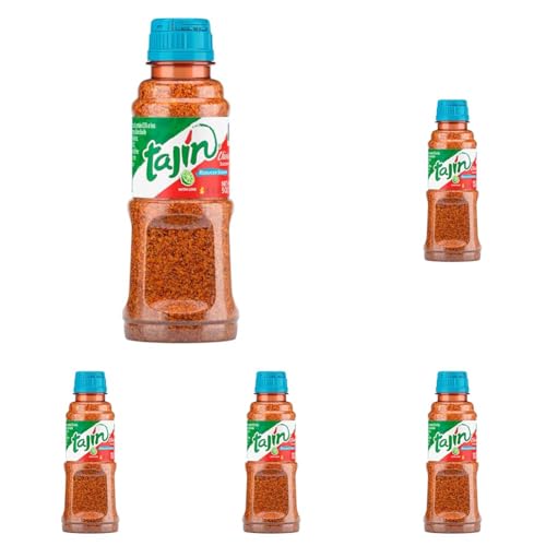 Tajin Clásico Reduced Sodium Seasoning, Authentic Mexican Chile Lime Spice Blend for Fruit, Vegetables, Salad Bowls, Avocado, Cucumber, and Fresh Produce, Zesty Flavor Enhancer, 5 oz, (Pack of 5)