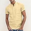 Men's Work T Shirts/Retro Short Sleeve Loose Solid Shirts for Chic, khaki, XXL #1