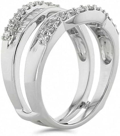 DJCREATION-US Double Enhancer Wedding Ring, 3 Carat Baguette Cut Lab Created Diamond, 14K White Gold Finish