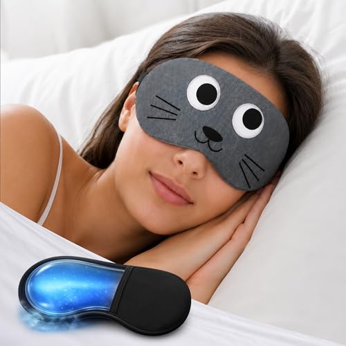 Image of Jenna Gel Sleeping Eye Shade Mask Cover For Insomnia, Meditation, Puffy Eyes And Dark Circles (Eyes Cat Grey Gel)