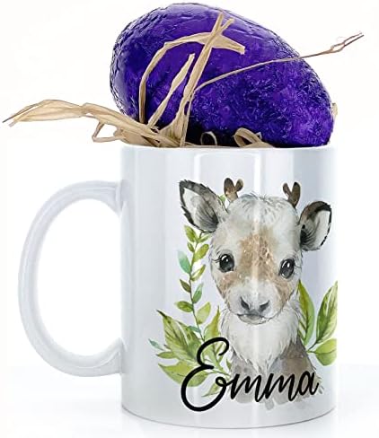 Hairyworm Personalised Mug and Milk Chocolate Easter Egg Gift Set, Customised with Name/Number/Text, (11oz) White Mug with Red Football Shirt, Football Mug