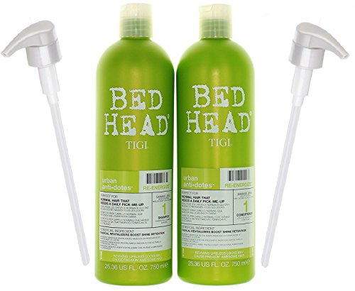 Bundle-4 Items : TIGI Bed Head Re-Energize Shampoo and Conditioner Duo, 25.36 oz & 2 liter pumps