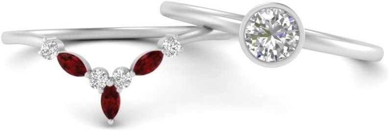 Choose Your Gemstone Round Bezel Crown Wedding Band sterling silver Round Shape Wedding Ring Sets Affordable