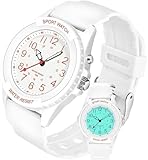 PROKING Waterproof Nurse Watch for Medical Professionals,Women Men, 24 Hour with Second Hand, Night Light, Military Time Easy to Read Dial, Soft and Breathable Silicone Band (White)