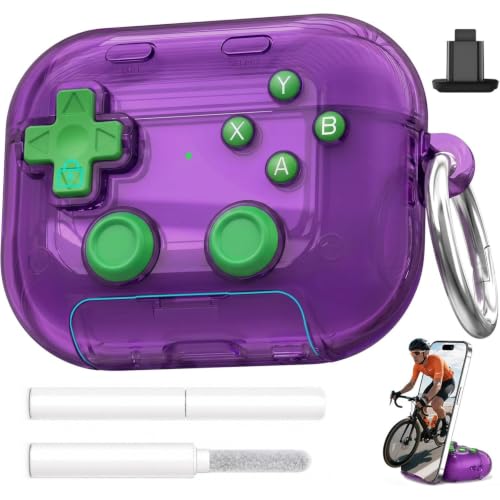 Coque AirPods Pro 2025 violette rigide avec support pour regarder vos vidéos en voyage