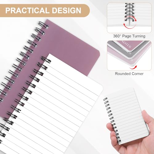 Thboxes 8 Pack Pocket Notebook, 3x5 Small Spiral Notebooks with 60 Sheets/120 Lined Pages Small Notebook Spiral Notepads Mini Note Pads Notebooks for School Office - Thumbnail 4