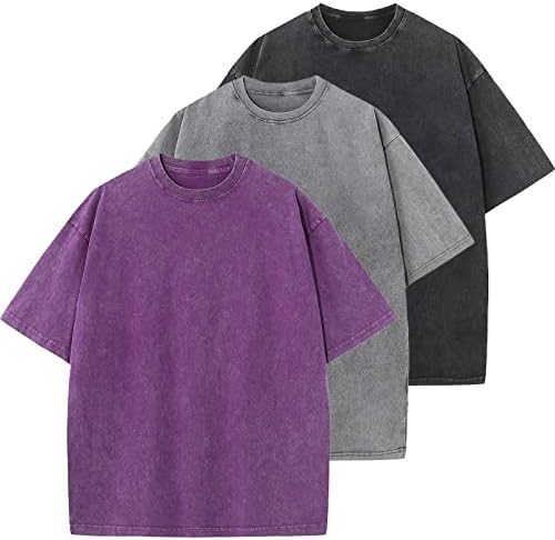 Oversized T-Shirt für Herren Heavy Baumwolle Regular Fit Basic Männer T-Shirt Set Casual Sommer Tops