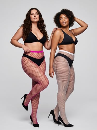 Image of URATOT 4 Pairs Plus Size Fishnet Cross Mesh Tights Sexy Fishnets Pantyhose Stockings Thigh High Stockings