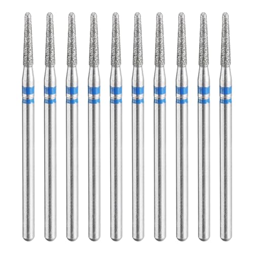 sourcing map Lot de 10 forets diamantés de 120 à 140 - Tête conique de 2 mm - Tige de 2,35 mm - Longueur : 10 mm - Outil rotatif pour pierre, céramique, verre, polissage, bleu
