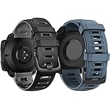 ANCOOL Compatible with Garmin Instinct Bands Navy Blue and Grey Bundle