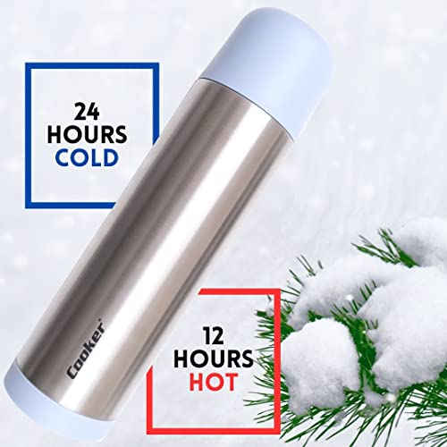 Cooker Thermos Bottle With Mug 25 Oz, Coffee Thermos For Hot Drinks, Double Insulated Bottles, Sports Hot Thermos For Coffee,Water Bottle For Baby, Thermal Bottles, Hot Water Thermos (Blue) #TOP1