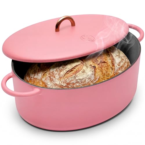 Image of Great Jones 6.75 Quart Enameled Cast Iron Dutch Oven Pot w /Lid (Taffy)