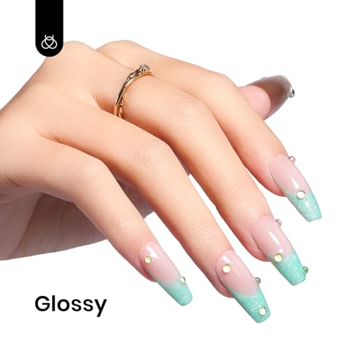 Image of Beetles Mint Green Gel Polish - 15ml Spring Glitter Gel Nail Polish Mermaid Turquoise Shimmer UV Nail Gel Polish Soak Off LED Nail Art Design DIY Home Gift for Women