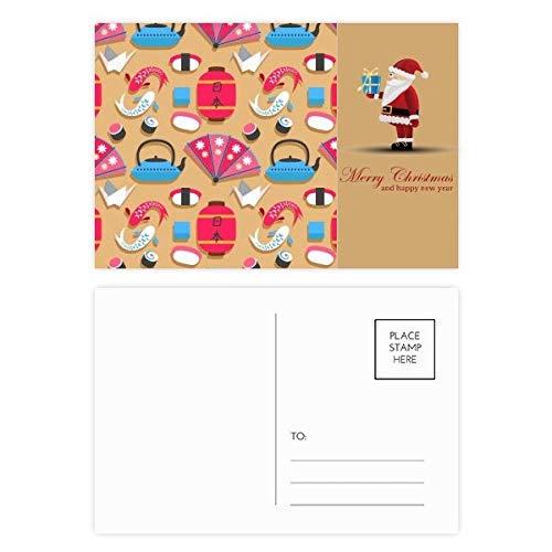Cartes postales grue et Père Noël JapanPattern en papier cartonné de qualité