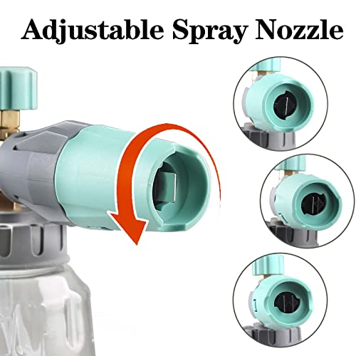 Sooprinse Foam Cannon, Adjustable Snow Foam Lance Transparent Body, Professional Car Foam Blaster With 1/4 Inch Quick Connector, 4000 Psi, 1L #TOP2