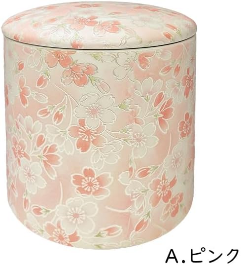 骨壺 骨壷 4寸 「桜ころも A.ピンク」 シリコンリング付き 手元供養 ミニ 人気 [購入特典：納骨袋](r280-1)