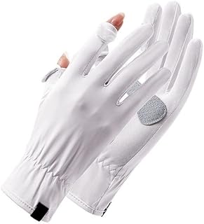 Guantes Protectores solares de Seda Helada for Mujer, protección Solar de Verano, Cubierta abatible con sensación de Hielo, Mitones Antideslizantes for Montar al Aire Libre (Color : Blanco)