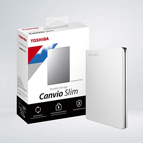 Image of Toshiba Canvio Slim 2TB Portable External HDD - USB 3.0 for PC Laptop Windows and Mac, 3 Years Warranty, External Hard Drive - Silver
