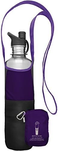 rePETe Water Bottle Sling w/Strap, Carabiner Clip, Built-In Pouch, & Convenient Pockets | Eco-Conscious | Perfect for Walks, Hikes, Outdoor Festivals | Amethyst (Pack of 2)