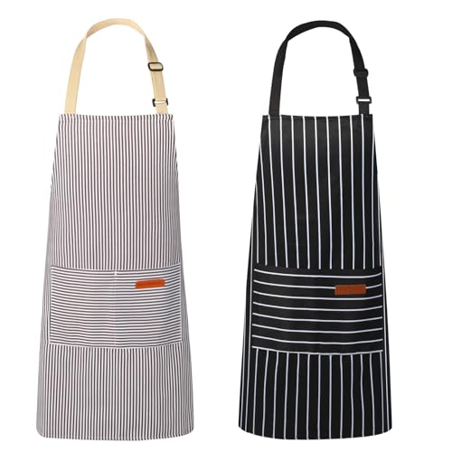 VALOME 2 Pack Kitchen Aprons with Pockets, Cooking Chef Apron for Men Women