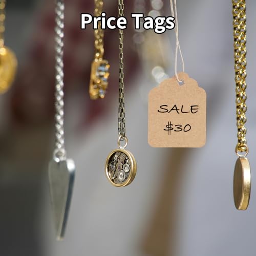 Price Tags with String Attached - Cuttte 500PCS Kraft Paper Hang Tags for Labeling Gifts Bags Clothes Jewelry Retail Garage/Yard Sale for Pricing 1.4x1.8inch