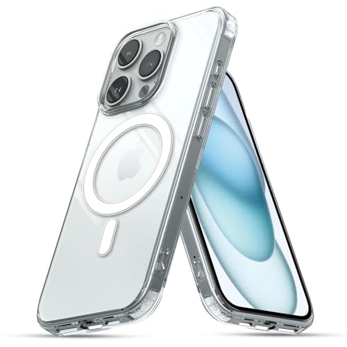 Image of JGD Magnetic Case for iPhone 12 Pro Compatible with MagSafe, Shockproof Phone Bumper Cover, Anti-Scratch Clear Back (Clear)