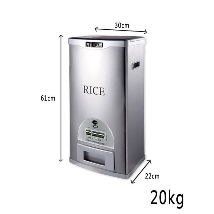 Contenedor de arroz sellado, dispensador de granos de acero inoxidable, cubo de almacenamiento de arroz de capacidad de 15 kg/20 kg/30 kg, proporciona alimentos saludables para tu familia
