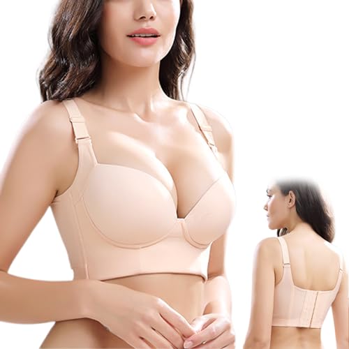 LOVEWLVNCL Taikay - Push-Up Bra, Taikay Bra, Plus Size Women Sculpting Uplift Bra Deep Cup Supportive Bra Hides Back and Side Fat Bra (Color : Skin, Size : 42/95CDE)