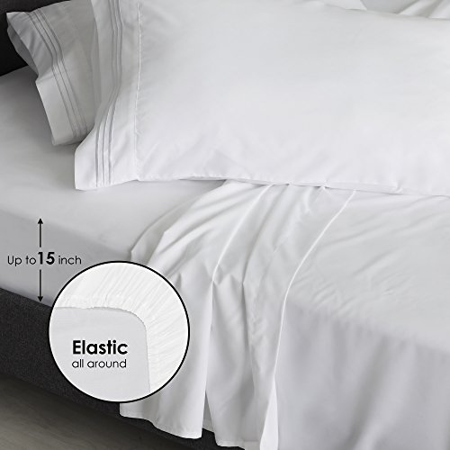 Furinno Angeland Vienne 3-Piece Microfiber Bed Sheet Set, Twin, Navy Blue - image 6