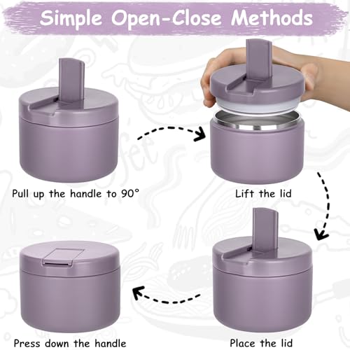 Image of Pawtong 12oz Insulated Vacuum Food Jar with Buckle Lid Wide Mouth Soup Thermo for Hot Food Kids Leakproof Stainless Steel Lunch Container