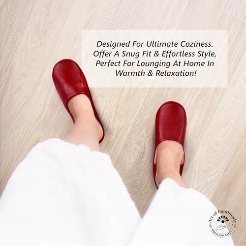 Moroccan Leather Slippers for Men & Women – Handmade Unisex Indoor House Shoes, Genuine Leather, Non-Slip Sole, Soft Lining, Comfortable Slip-On Mules for Home, Bedroom & Living Room3