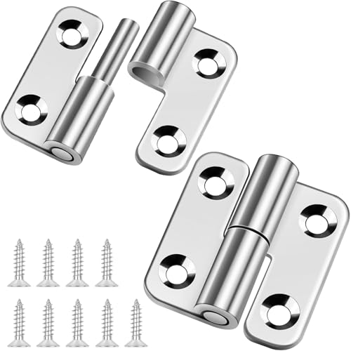 ステンレス蝶番 抜き差し蝶番 平蝶番 2個セット リフトオフヒンジ 昇降ヒンジ 4穴 ネジ付き 取り付け簡単 下駄箱 棚 ドア用金物 家具補修 ドア用金物 (左用) - Zikanga - 商品画像