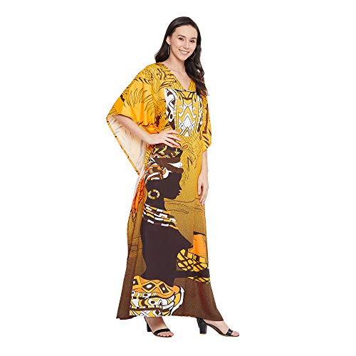 Image of Oussum Plus Size Kaftan Dresses for Women, Polyester Summer Caftan Cover Up Maxi Beach Dress, 1X-3X