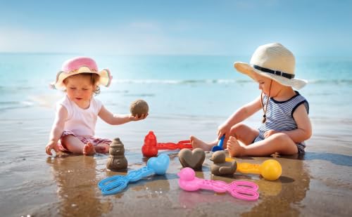 UMUACCAN 4 Pcs Sand Molds Maker, Beach Toy for Kids, Ball/Duck/Heart/Snowman Shapes, Sandbox Outdoor PlaySand Toys, Gifts(Red/Blue/Pink/Yellow) — view 6