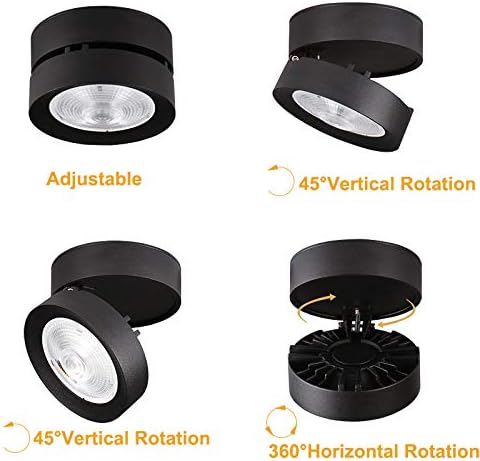 15W Foldable Color-temperature Adjustable COB LED Ceiling Downlight Spotlight Surface Mount Light Fixture Picture Wall Project White