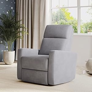 Nurture The Manual Glider Premium Modern Recliner Nursery Glider Chair with Spill Stain Proof Fabric Designed with a Thoughtful Combination of Function and Comfort Water Repellant Gray