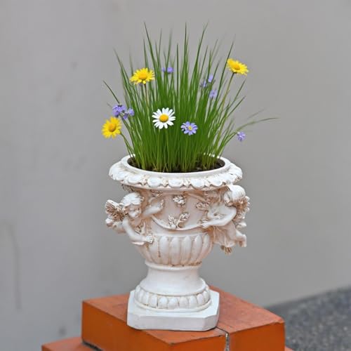 Pot à fleurs en résine avec drainage Angel de 4.33 pouces - 5