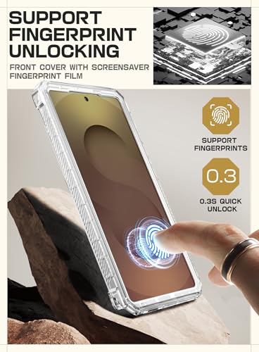 Image of SUPCASE for Samsung Galaxy S25 Ultra Case with Stand (Unicorn Beetle Pro), [2 Front Frames] [Built-in Screen Protector & Belt-Clip] Military-Grade Protection Phone Case for S25 Ultra 6.9 Inch, Clear