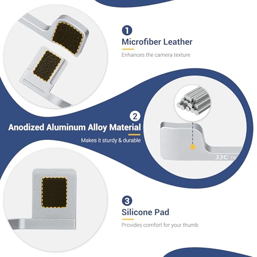 JJC XT50 Metall Daumen Hoch Griff für Fujifilm Fuji X-T50 Kamera Bessere Balance & Grip Bequemlichkeit, XT50 Hot Shoe Mount Daumen Unterstützung Verbessert Griff, Silber