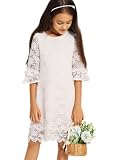 Kleid Mädchen Festliches 140 Spitzenkleid Langarm Kleid Einschulung Kleider Blumenmädchenkleider 146 Mädchen Kleider Hochzeit Kinderkleider Prinzessin Party Kleid Weiß