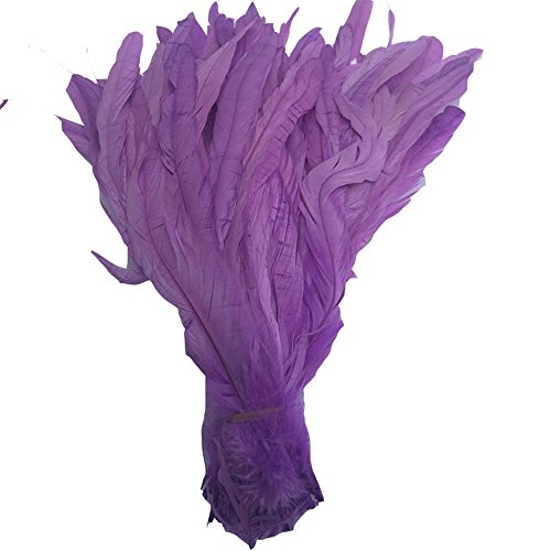 KOLIGHT Set of 50pcs 12~14inch Natural Rooster Coque Tail Feathers for DIY Home Wedding Party Office Decoration (Light Purple)