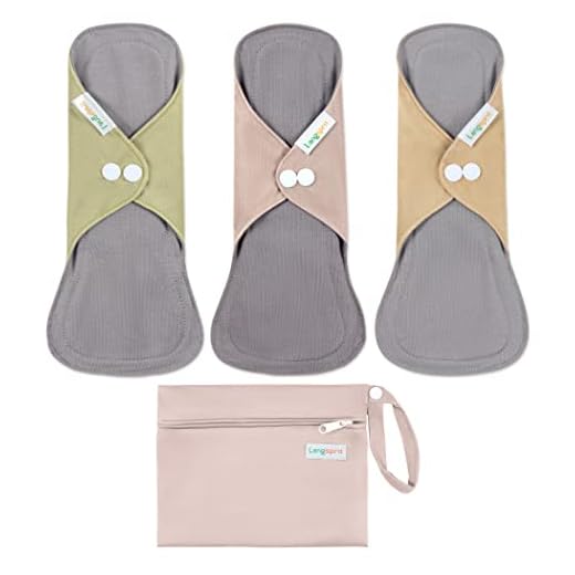 Langsprit Cotton Reusable Period Pads for Women, Washable Pads Menstrual, Regular Absorbency Cotton Cloth Menstrual Pads 3pcs Set with Mini Wet Bag, Suitable for Menstrual Period
