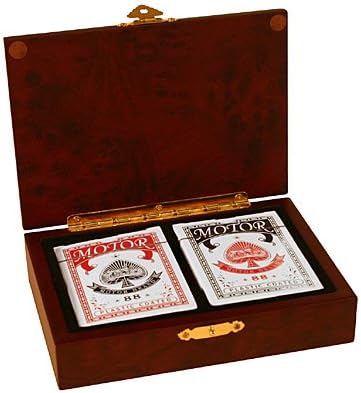Decorative Lacquer Finish Wood Playing Card Box Set with 2 Decks of Cards (Vintage Golf Design)
