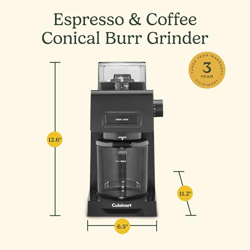 Cuisinart Espresso & Coffee Conical Burr Grinder, 35 Grind Settings, 1-14 Cups, Convenient Cord Storage, Modern Design, Black (CBM-22C) by Cuisinart - Image 7