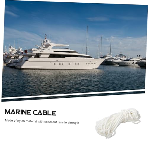 BRIGHTFUFU 1Roll White Nylon Rope Heavy Duty Docking Line for Boats Yacht Mooring Anchoring Durable Double Braided Dock Lines for Secure Boat Docking and Use