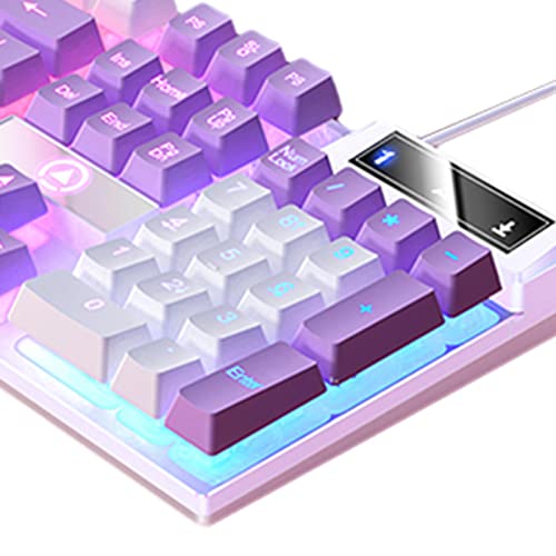 Clavier gaming mécanique PC rétroéclairé USB RGB blanc violet - 2