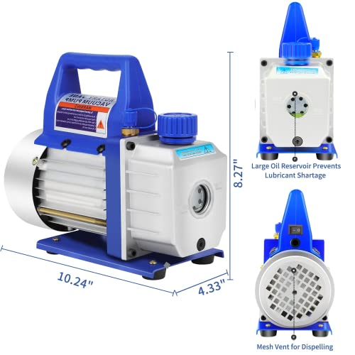 Gyzj 110V 3.5Cfm Rotary Vane Ac Vacuum Pump + Manifold Gauge Sets For R12 R22 R134A R410A Hvac Repair Auto Refrigerant Recharging… #TOP2