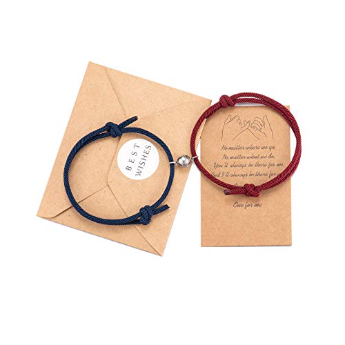 His and Hers Bracelets, Magnetic Mutual Attraction Matching Distance Bracelets for Couples Women Men Boyfriend Girlfriend Bf Gf Bestfriend