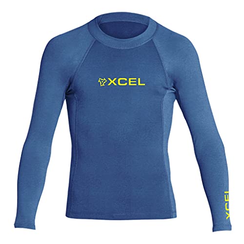 XCEL Kids Premium Stretch Solid Long Sleeve Performance Fit Rashguard - Heather Cascade | Size 6
