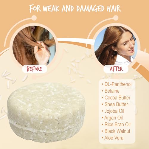 Shampoo Bar RICE WATER PROTEIN For Hair Growth | Rice Solid Shampoo for Weak or Damaged Hair | Hydrating, Nourishing, and Refreshing | Made in US | Paraben and Sulfate-Free